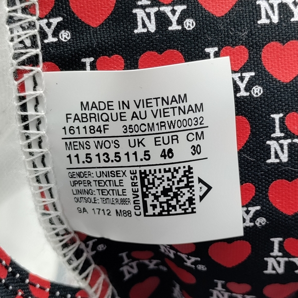 NEW Mens Converse CTAS Hi I Love ❤️ NY Sneakers - Picture 7 of 9
